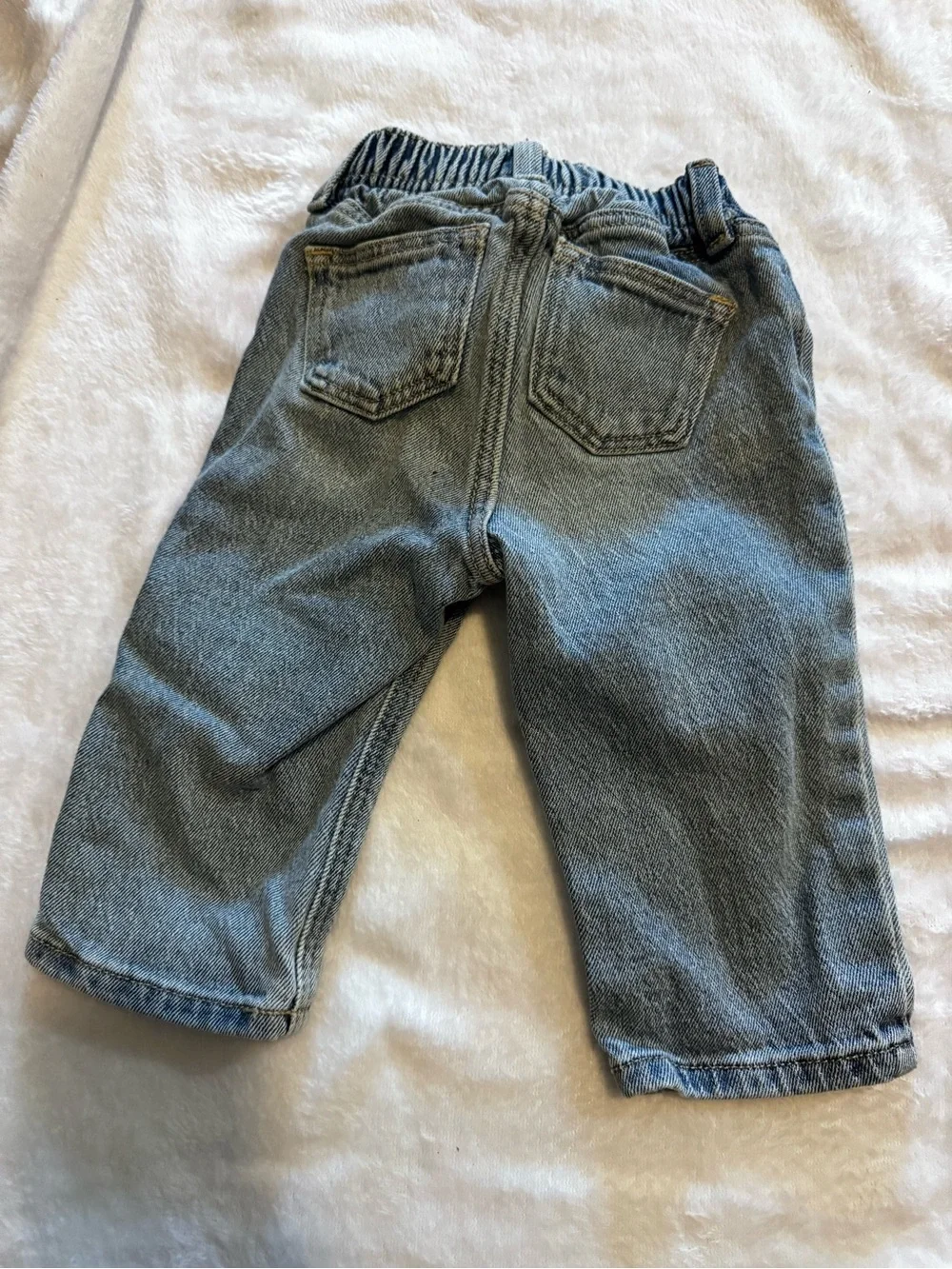 Kids Distressed Denim Jogger Pants - Dark Blue and Light Blue